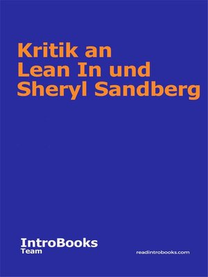cover image of Kritik an Lean In und Sheryl Sandberg